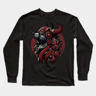 Red And Black Bear Berserker Norse Viking Warrior Long Sleeve T-Shirt